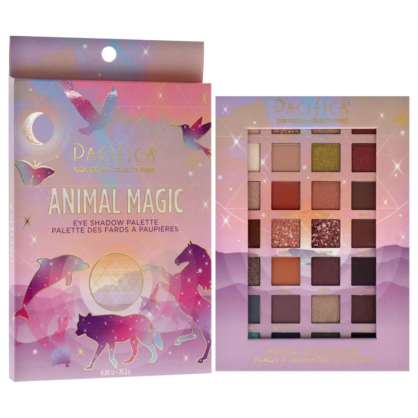 Pacifica Eyeshadow Palette – Animal Magic with Colorful Blendable Shades, Highly Pigmented Mineral Eyeshadow, Talc-Free, Vegan & Cruelty-Free, 0.89 oz (28 Shades)