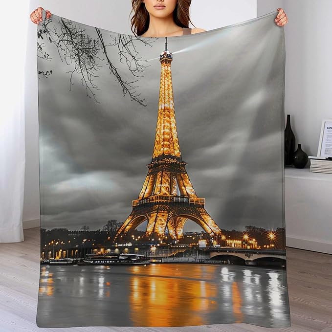 Eiffel Tower Blanket Paris Eiffel Tower Gifts for Girls Boys Woman Kids Lover Throw Blankets Soft Blanket Warm Fleece Flannel Plush Blankets for Bed Sofa Couch 60"x80"