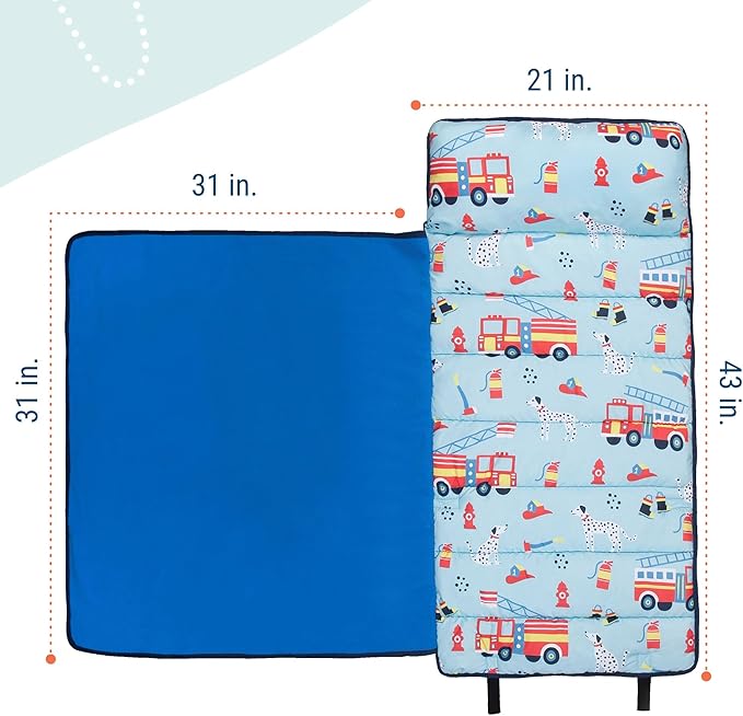 Wildkin 43-inch Kids Nap Mat – Soft Microfiber Toddler Sleeping Mat with Pillow