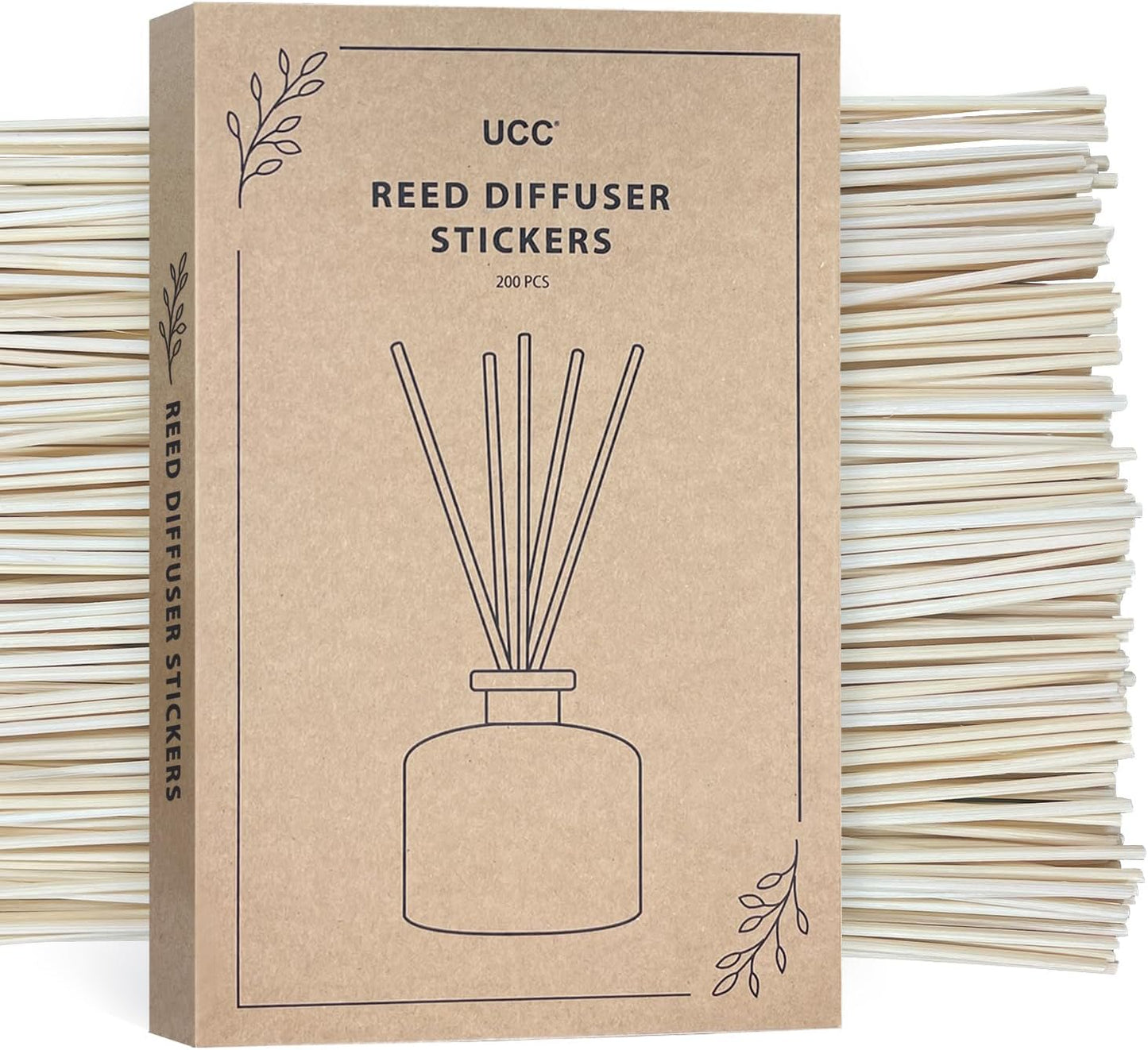 UCC 200PCS Reed Diffuser Sticks, 10 Inch Natural Rattan Sticks for Essential Oil, Premium Scented Oil Sticks, Aroma Replacements Refill Sticks for Aromatherapy, Home Fragrance, and DIY Crafts