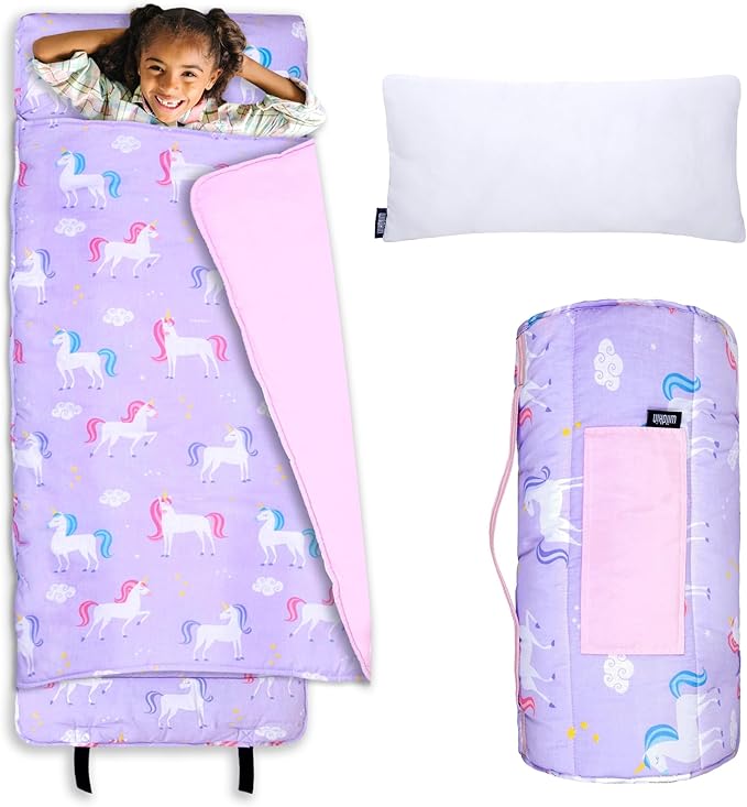 Wildkin Kids Original Nap Mat – Cozy Kids Sleep Mat with Pillow, ideal for School & Travel