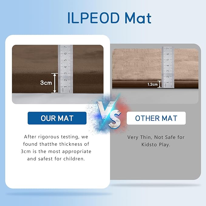 Baby Play Mat 1.2" Thick Memory Foam Nursery Rug, 4'11' X 3'28' Yoga Mat Playmat for Baby, Toddlers, Infants, Kids, Non-Slip (Coffee)