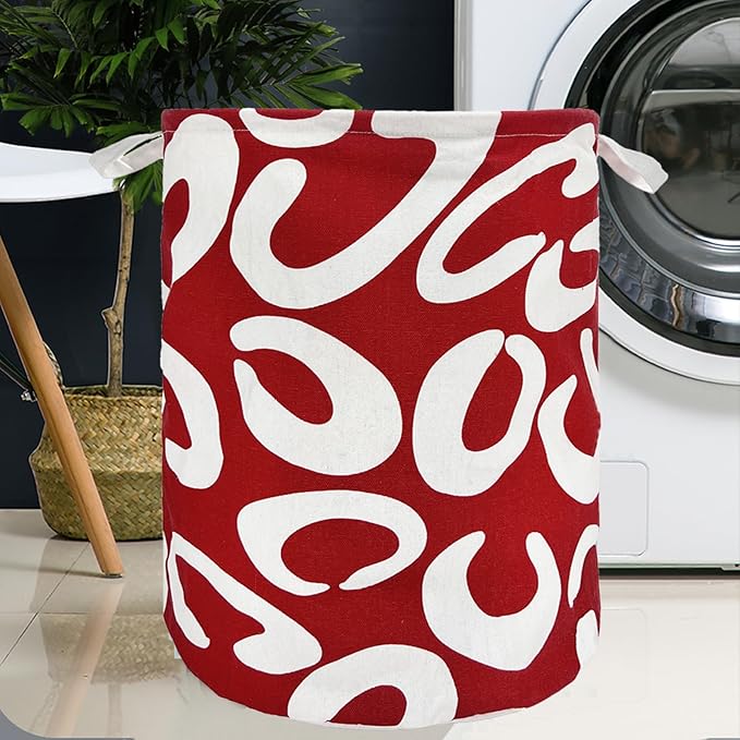 Merdes 19.7’’ Waterproof Foldable Laundry Hamper, Dirty Clothes Laundry Basket, Linen Bin Storage Organizer for Toy Collection (Red C)
