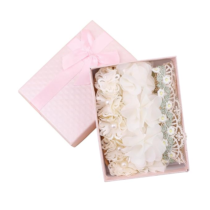 cherrboll 3pcs Baby Girl Headbands Flowers, Super Soft & Stretchy Nylon Floral Hairbands for Newborn Toddler