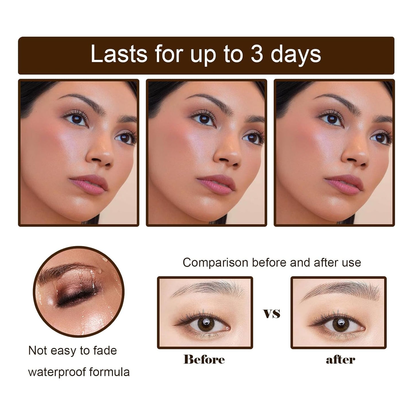 Easy Peel Off Eyebrow Gel Kit, Light Brown Tattoo Brow Gel, Long-lasting Waterproof and Transfer for Women to Achieve Natural Fuller Brows, Suitable for All Skin Types