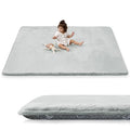 1.5" Super Thick Baby Play Mat for Floor, 79x118 Pro Soft Flannel Foam Mats for Toddler Infant Kids Crawling for Nursery Rug Playroom Living Room Waterproof Easy Care Non-Slip (Light Grey)