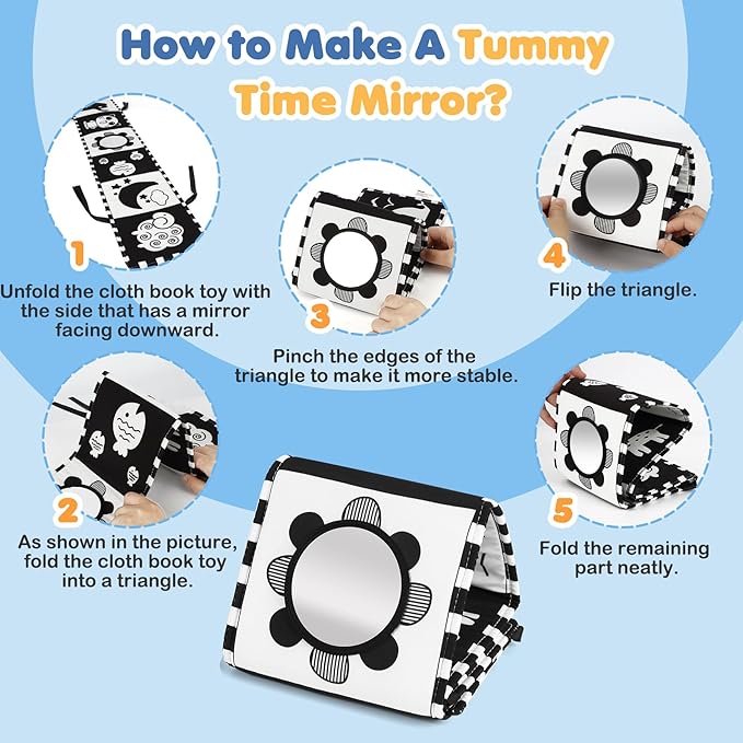 High Contrast Baby Toys for Newborn Development - Tummy Time Black and White Baby Toys for 0-3-6-12 Months - Soft Montessori Visual Stimulation Sensory Infant Book - Shower Gift for Boys Girls