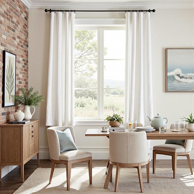 jinchan Off White Linen Blend Closet Curtains 63 inch Length 2 Panels for Shower Bathroom, Boho Style 38 inch Wide Drapes with Rod Pocket Back Tab(38W x 63L, Off White)