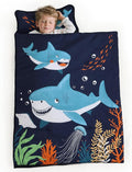 PHF Shark Toddler Nap Mat Set, with Removable Pillow for Toddler Boys, Soft and Lightweight for Daycare, Preschool, Travel, Kindergarten Sleeping Bag, Fits Ages 3-6 Years, Shark