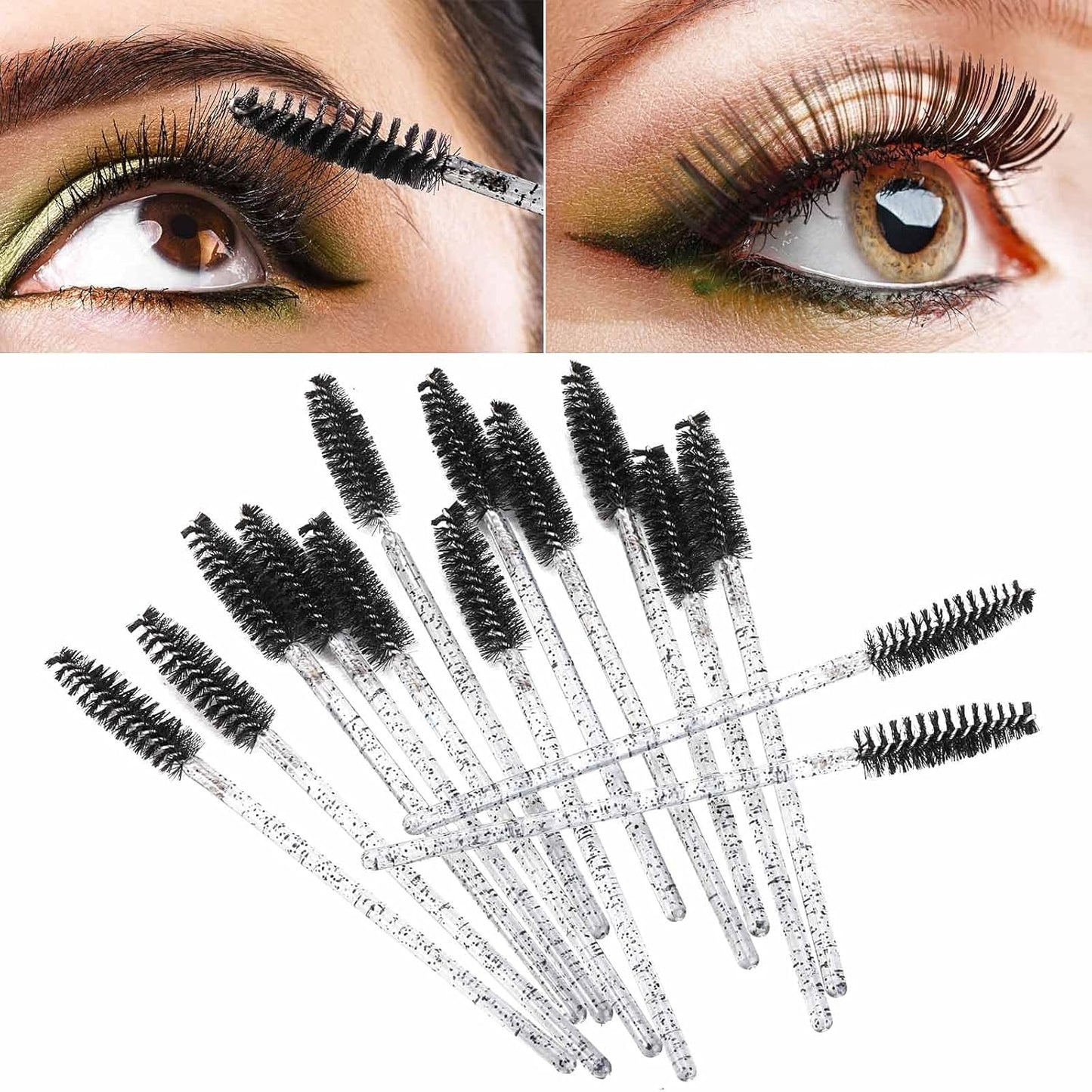 Tbestmax 2000 Disposable Mascara Wands Eyelash Brush Spoolies for Eyebrow Eye Lash Extension Black