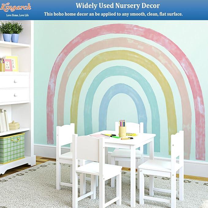 Large Watercolor Rainbow Wall Decals, Colorful Peel and Stick Fabric Nursery Wall Decor, Removable Home Room Wall Decor Murals Stickers for Kids Girls Toddler Bedroom Living Room Playroom