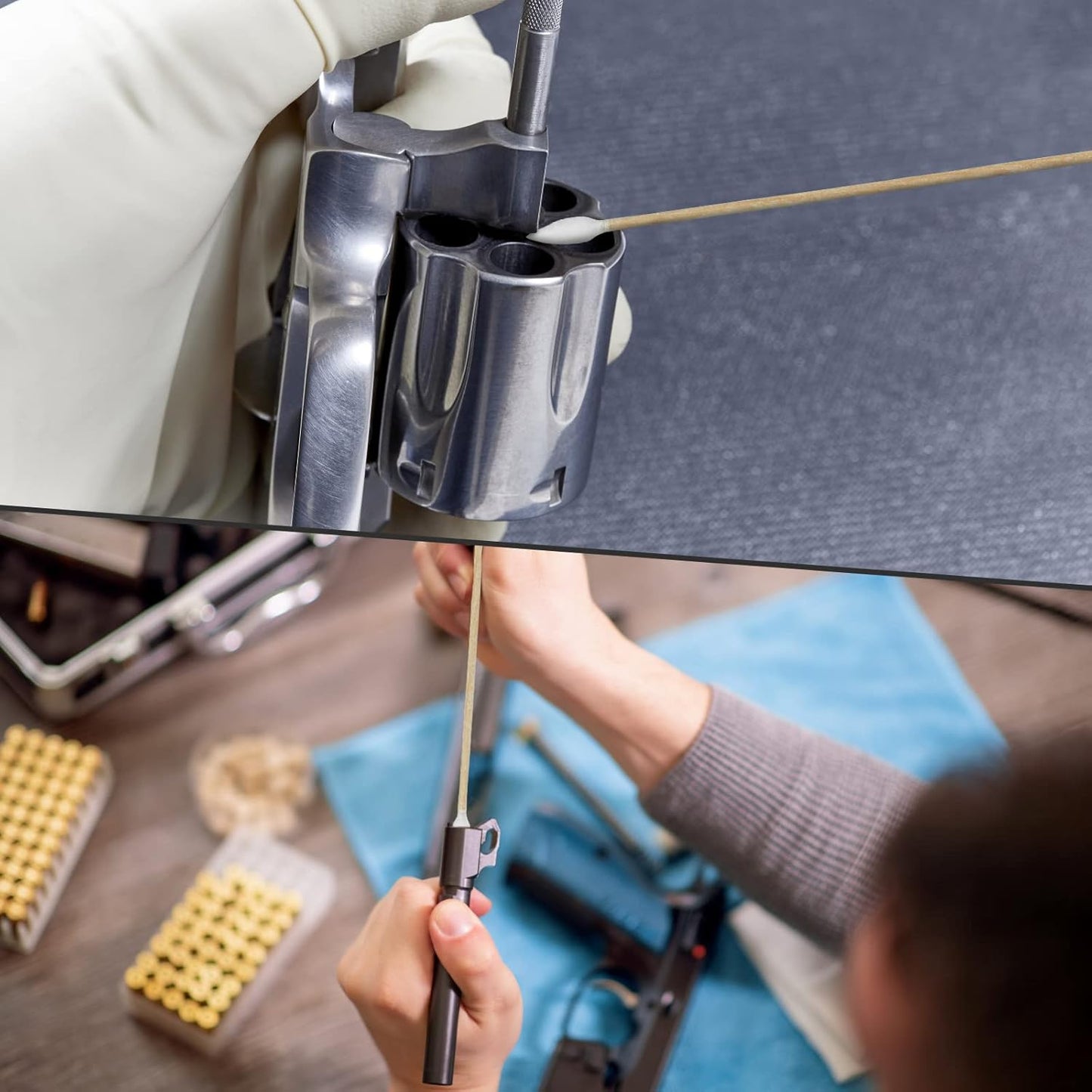 600/500/400 PCS Gun Cleaning Swabs - 6" Lint-Free Long Cotton Swabs Bamboo Handle, Precision Firearm Maintenance Kit Electronics Instruments, Professional Supplies with Reusable Storage Case