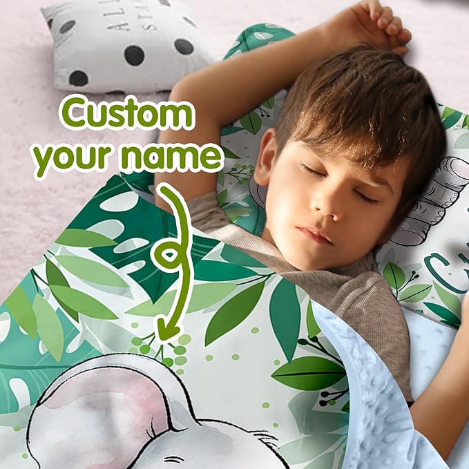 Personalized Toddler Nap Mats for Preschool, Custom Name Kids Sleeping Bag for Daycare, Roll Up Sleeping Mat with Removable Pillow and Soft Dot Minky Blanke for Boys Camping Travel