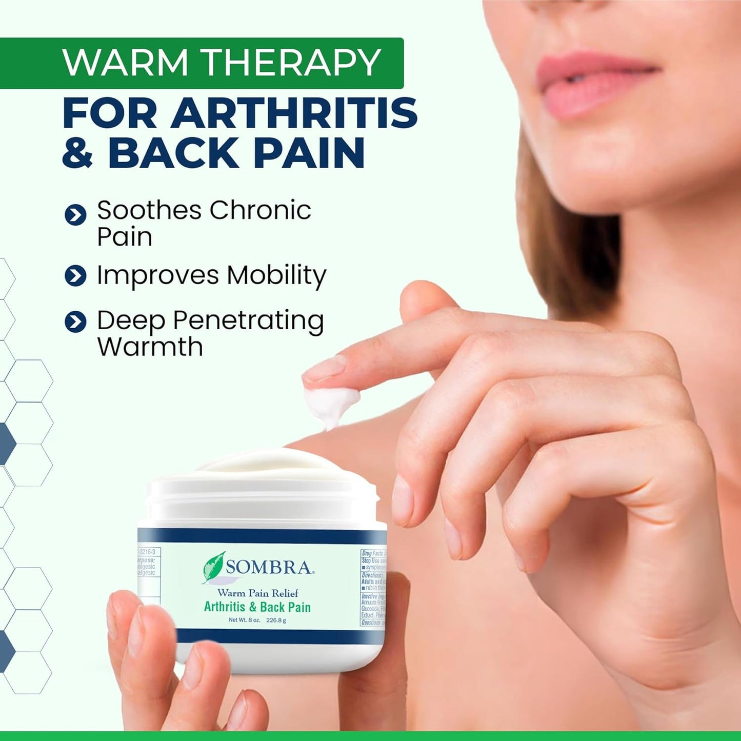 Sombra Warm & Cool Pain Relief Gel, Warm Relief for Arthritis and Chronic Pain Pre-Workout Muscle Rub, Cold for Swelling, Soreness, Post-Workout, Free of Artificial Fragrances, 8oz Per Jar