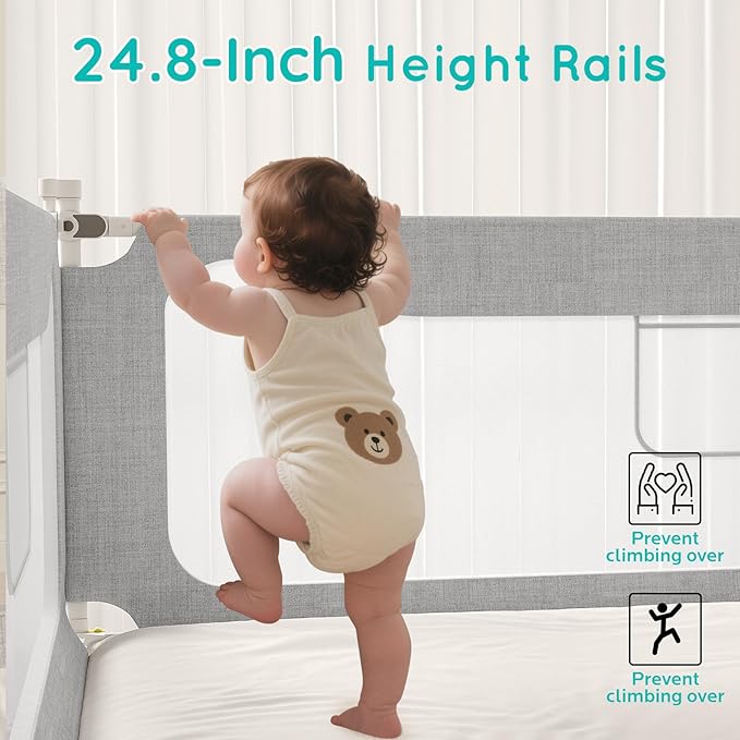 Updated King Size Bed Rail for Toddlers: 3-Side Protection Bedrail with Headbroad for King Bed - Extral Tall Adjustable Child Safety Side Railing Guards for Infants Kids Child(78.7x78.7X 74.8”)