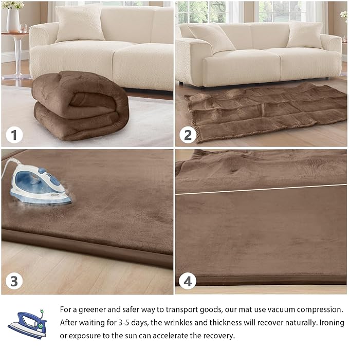 Baby Play Mat for Floor Tummy Time Nursery Rug Muscle Area Rug Playroom Rug Tatami Mat 6'7"x4'11" Memory Foam 1.3" Thick,Coffee