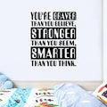 Kids Quotes Wall Decals for Nursery: Baby Inspirational Positive Moon Stars Vinyl Art Wall Stickers - Bedroom Playroom School Wall Decor - You're Braver Than You Believe Stronger 20" X 24"