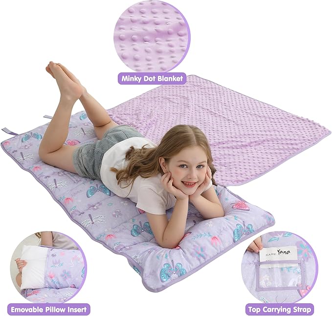 Viviland Toddler Kid Nap Mat for Preschool, Slumber Bag with Pillow and Blanket, Daycare Sleeping Bag Kindergarten Sleep Mat