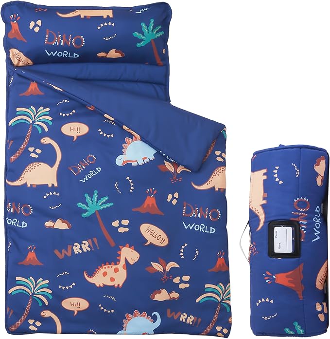 MORAIS Toddler Nap Mat with Pillow and Blanket, 52" x 20" Lightweight and Soft Nap Mat for Preschool, Daycare, Travel Sleeping Bags