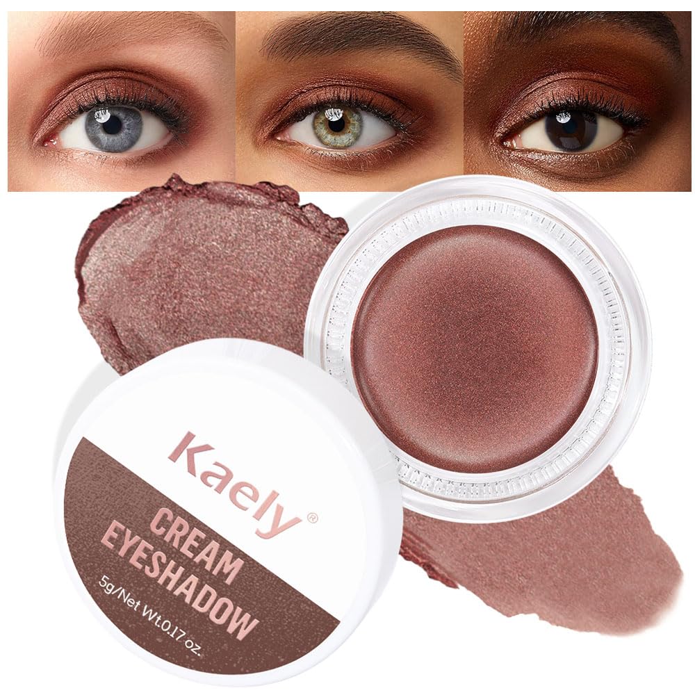 evpct Single Cream Eye Shadow Palette Pot Makeup for older Women, Cocoa Mocha Shimmer Glitter Metallic Monochrome Cream to Powder Eyeshadow Palette Eye Brightener, High Pigment Waterproof Blendable