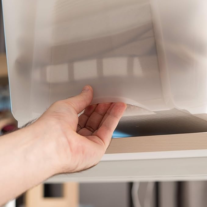 IRIS USA 32 Qt Stackable Plastic Storage Bins with Lids, 6 Pack - BPA-Free, Made in USA - Discreet Organizing Solution, Latches, Durable Nestable Containers, Secure Pull Handle - Pearl