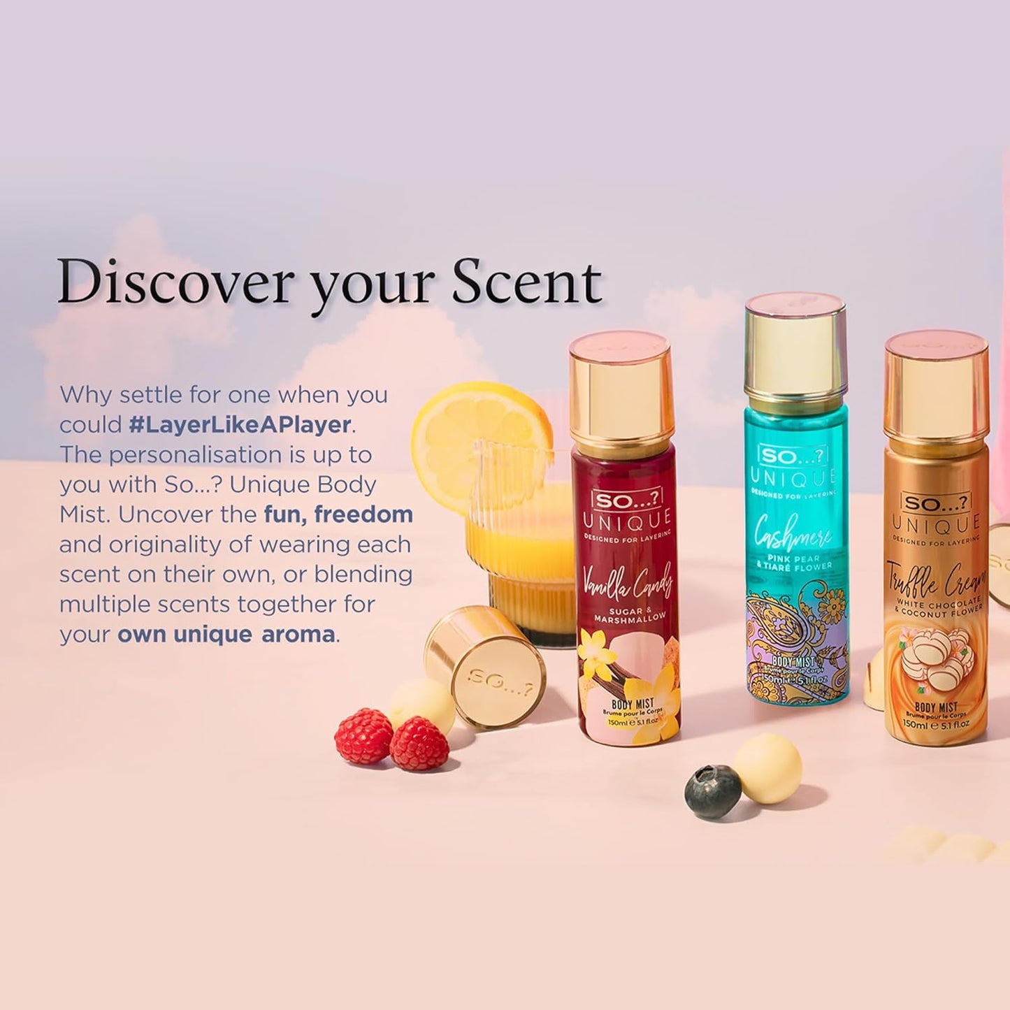 So...? Unique Body Mist - Vanilla Candy for Women - 5.1 oz Body Mist - Pack of 3