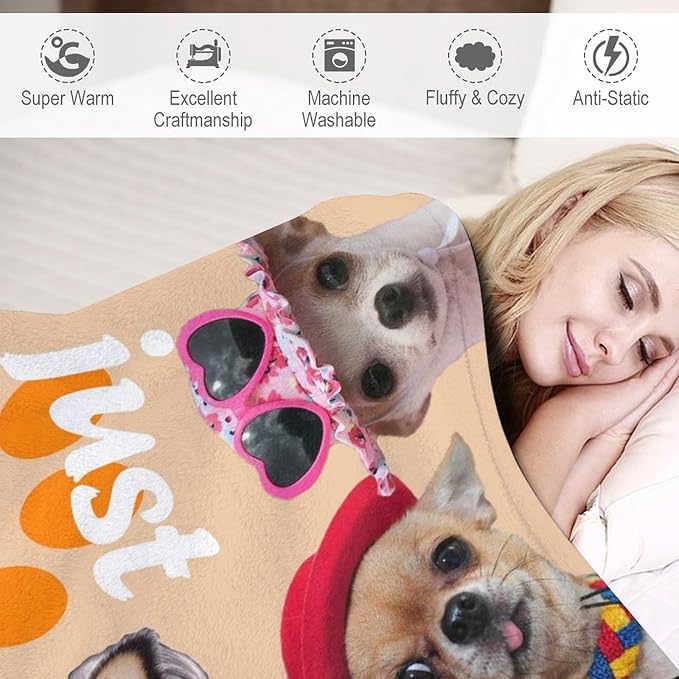 Chihuahua Blanket Funny Chihuahua Dog Gifts for Girls Boys Woman Kids Dog Lover Throw Blankets Soft Blanket Warm Fleece Flannel Plush Blankets for Bed Sofa Couch 50"x60"