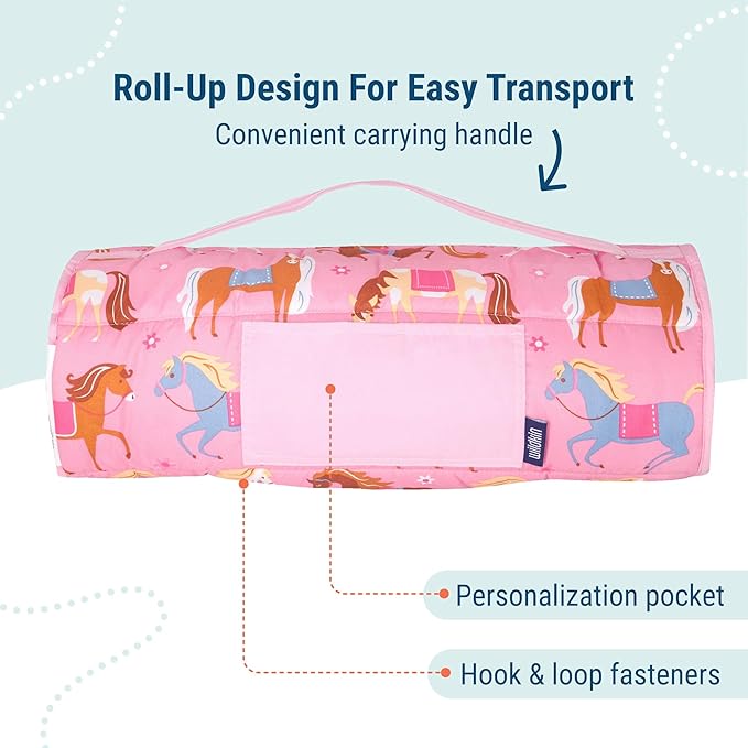 Wildkin 43-inch Kids Nap Mat – Soft Microfiber Toddler Sleeping Mat with Pillow