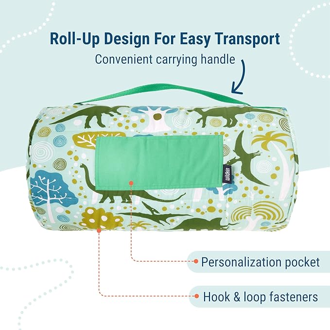 Wildkin Kids Original Nap Mat – Cozy Kids Sleep Mat with Pillow, Ideal for School & Travel - Dinomite Dinosaurs