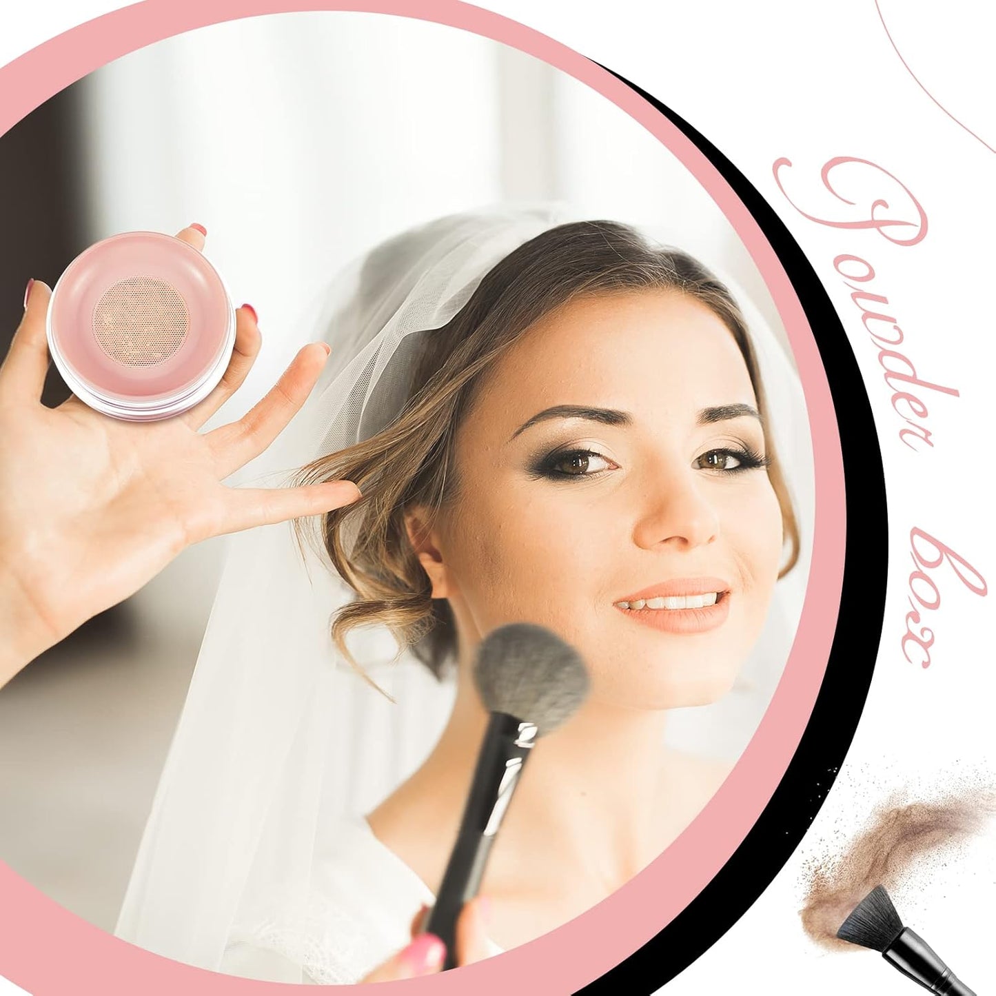 Tessco 4 Pcs 10ml/0.34oz Dusting Powder Containers with Puff Portable Loose Powder Container Reusable DIY Empty Makeup Container No Leak Travel Compact Case with Sponge Puff Elastic Net Sifter