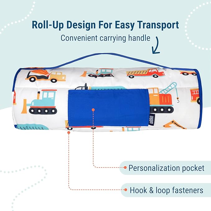 Wildkin 43-inch Kids Nap Mat – Soft Microfiber Toddler Sleeping Mat with Pillow