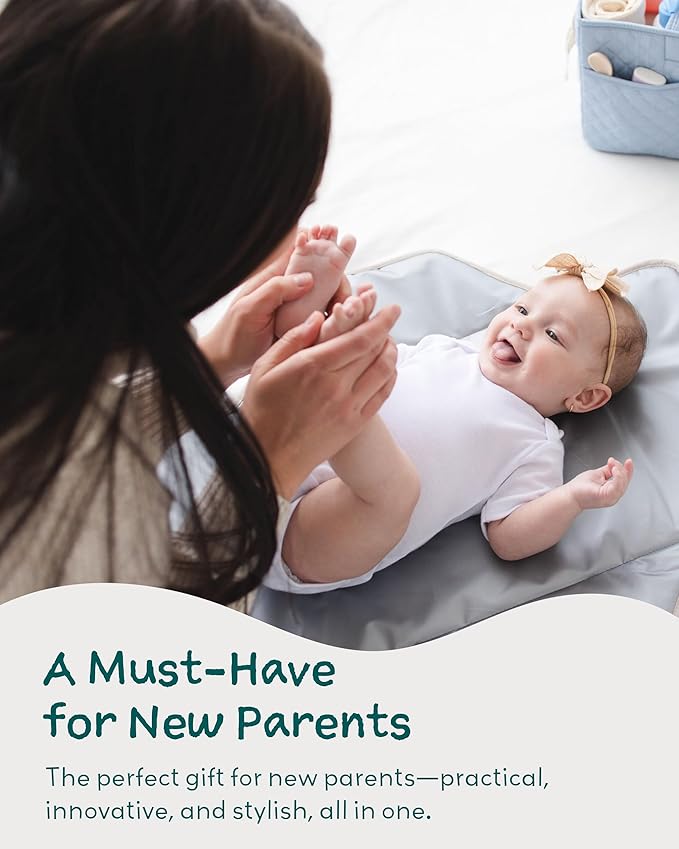 Lily Miles Diaper Changing Pad Portable, Baby Changing Mat with Magnetic Latches, Travel Pad for Diaper Bag, Baby Essentials, Wipeable & Waterproof Mat (Soft Sand, Regular)