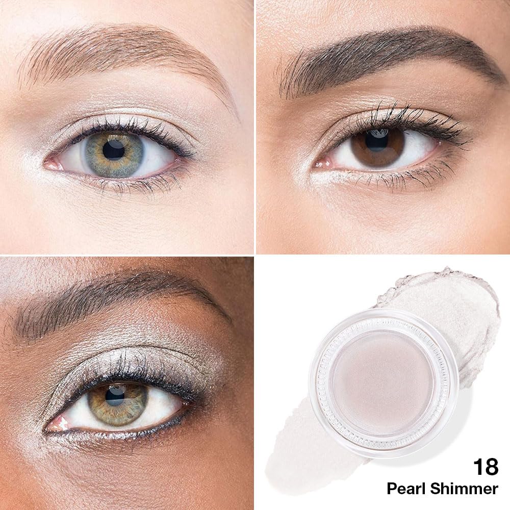 Cream Glitter Pearl Shimmer Metallic Eyeshadow Palette Makeup, Natural Single Mini Instant Holographic Eyeshadow For Women, Sombras Crema Para Ojos, Talc, Paraben & Cruelty Free, 18