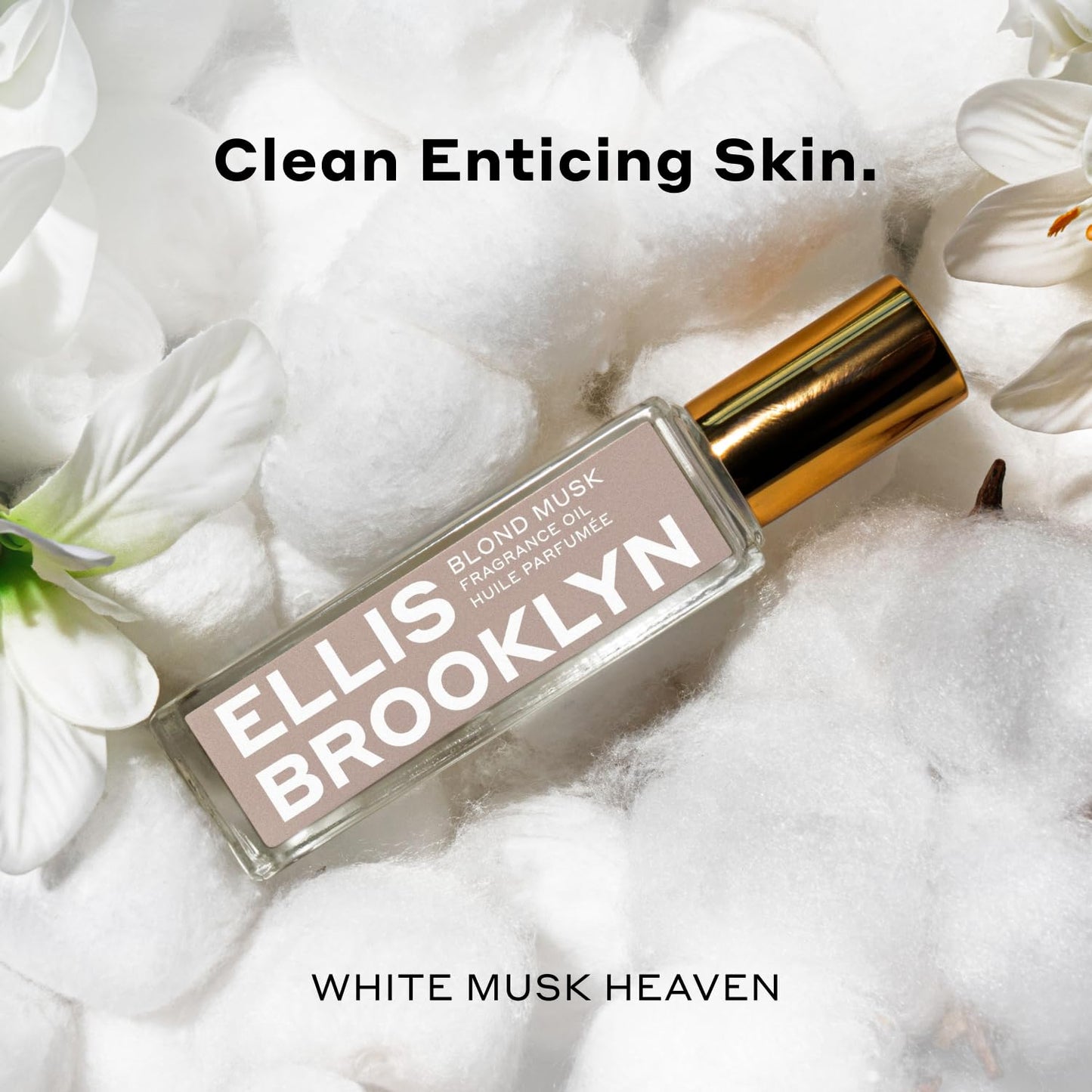 Ellis Brooklyn Blond Musk Perfume Oil Roll-On for Women – Clean White Musk Scent – Bergamot, Violet Petal, Waterlily, Rose & Vanilla Orchid – Long Lasting Fragrance, Travel-Friendly Rollerball, 15ml