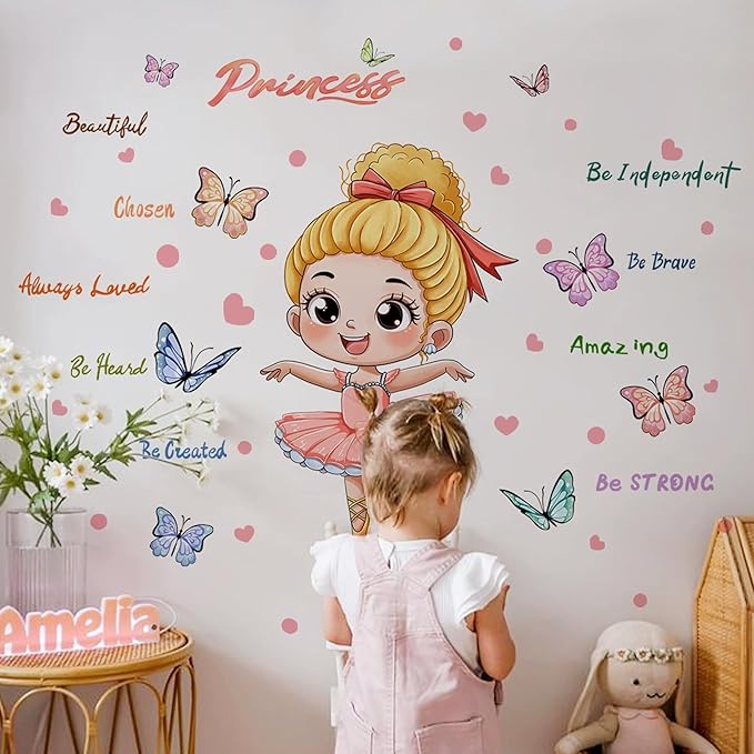 Cute Jungle Theme Wall Stickers Removable Animal Forest Wall Decals Elephant Monkey Lion Giraffe Zebra Peel and Stick Tropical Wall Art Decor for Nursery Bedroom Classroom (Pink 2)