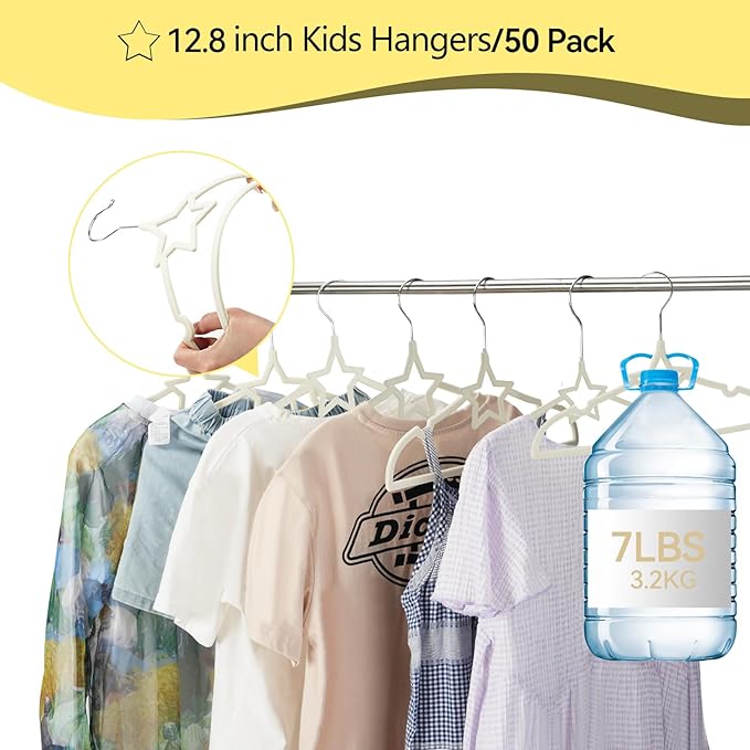 GoodtoU Baby Hangers, 50 Pack Kids Velvet Hangers for Closet Baby Felt Hanger for Toddler Infant Nursery Child Small Children (12.8 x 8.54, Star)
