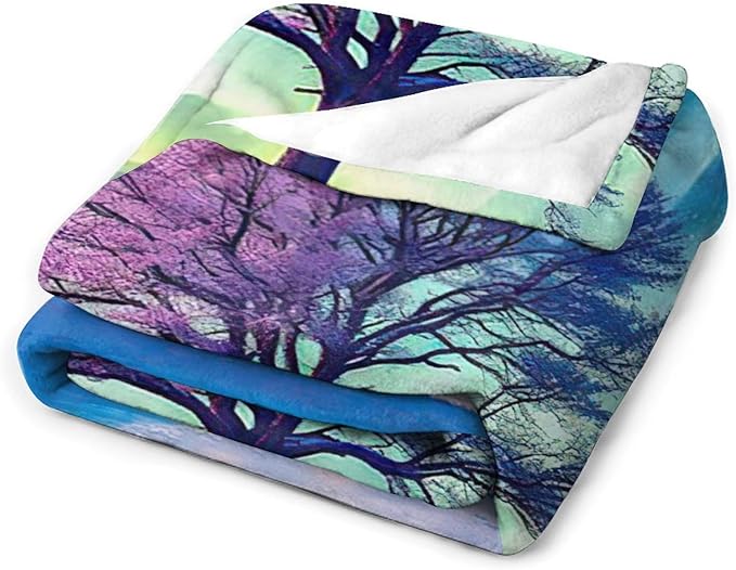 Tree of Life Blanket Arctic Tree Gifts for Girls Boys Woman Kids Aurora Borealis Lover Throw Blankets Soft Blanket Warm Fleece Flannel Plush Blankets for Bed Sofa Couch 40"x50"