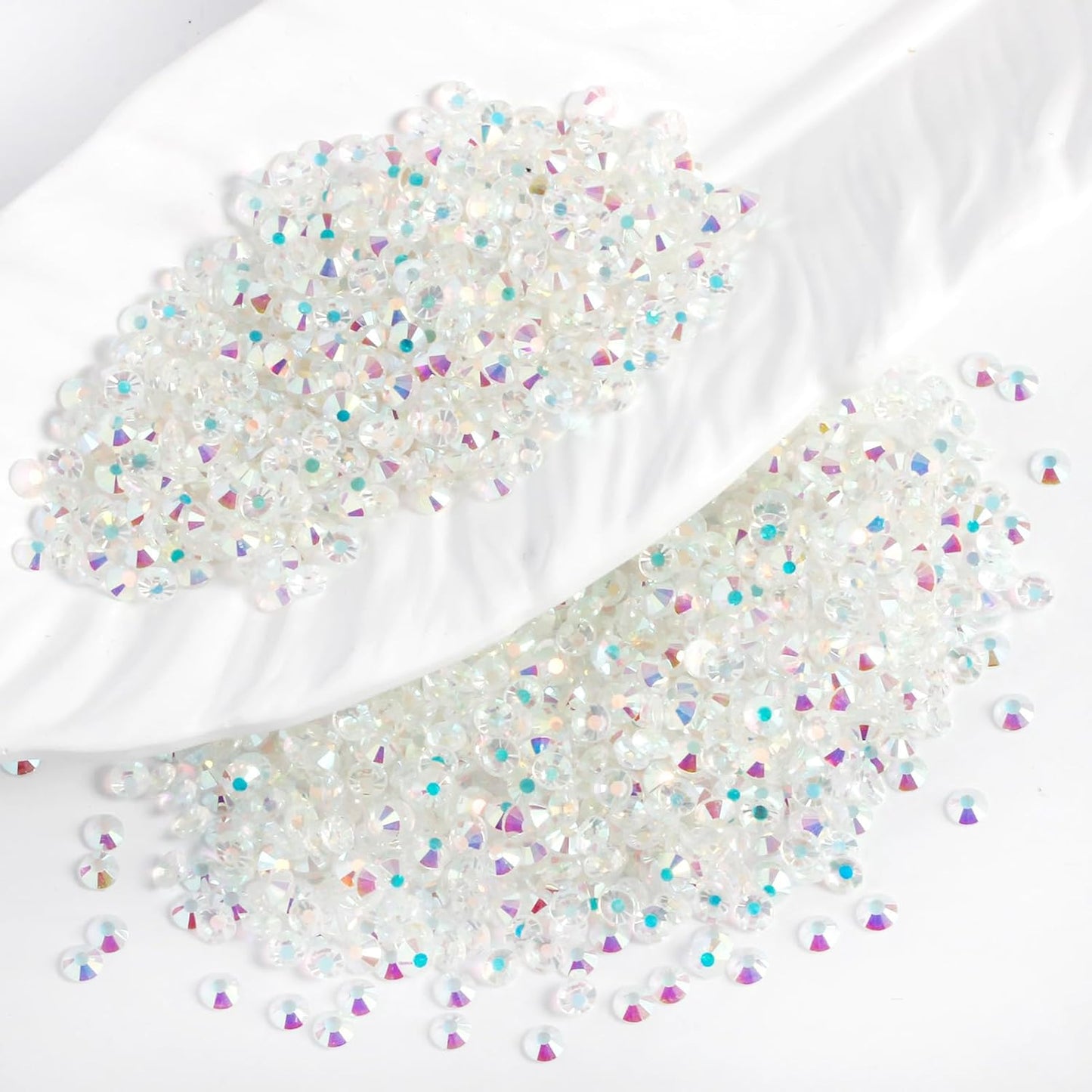 2000PCS SS12 Flatback Rhinestones | 12-Facet Diamond-Cut Glass Gems for Nail Art, Clothing, DIY Crafts |Glue-On Decoration Stones with Silver Backing(Transparent AB)