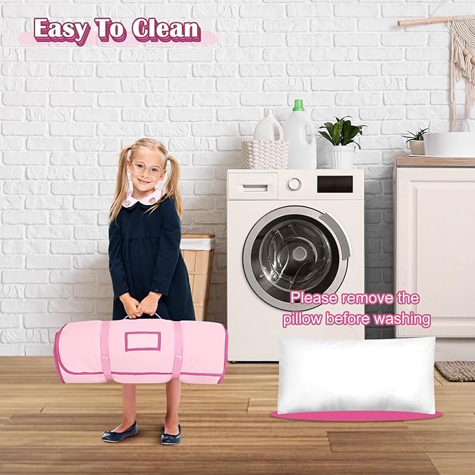 Toddler Nap Mat Kids Sleeping Bag 59"×24", Soft Slumber Bag with Removable Pillow and Blanket for Kids Girls Boys,Roll Up Sleeping Mat Thick for Camping,Daycare, Kindergarden