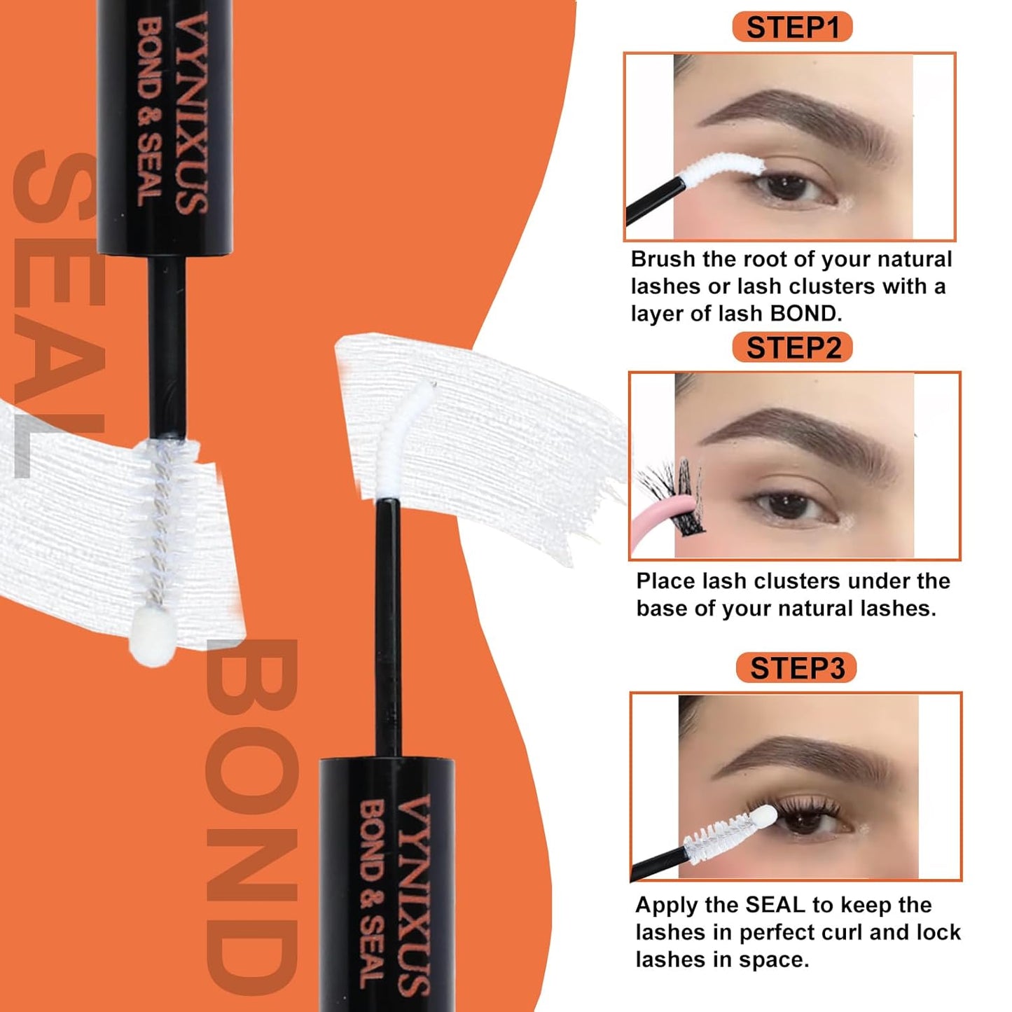 Lash Bond and Seal Waterproof Lash Glue for Eyelash Clusters Lash Cluster Glue Eyelash Glue 2-IN-1 10ml 72H+