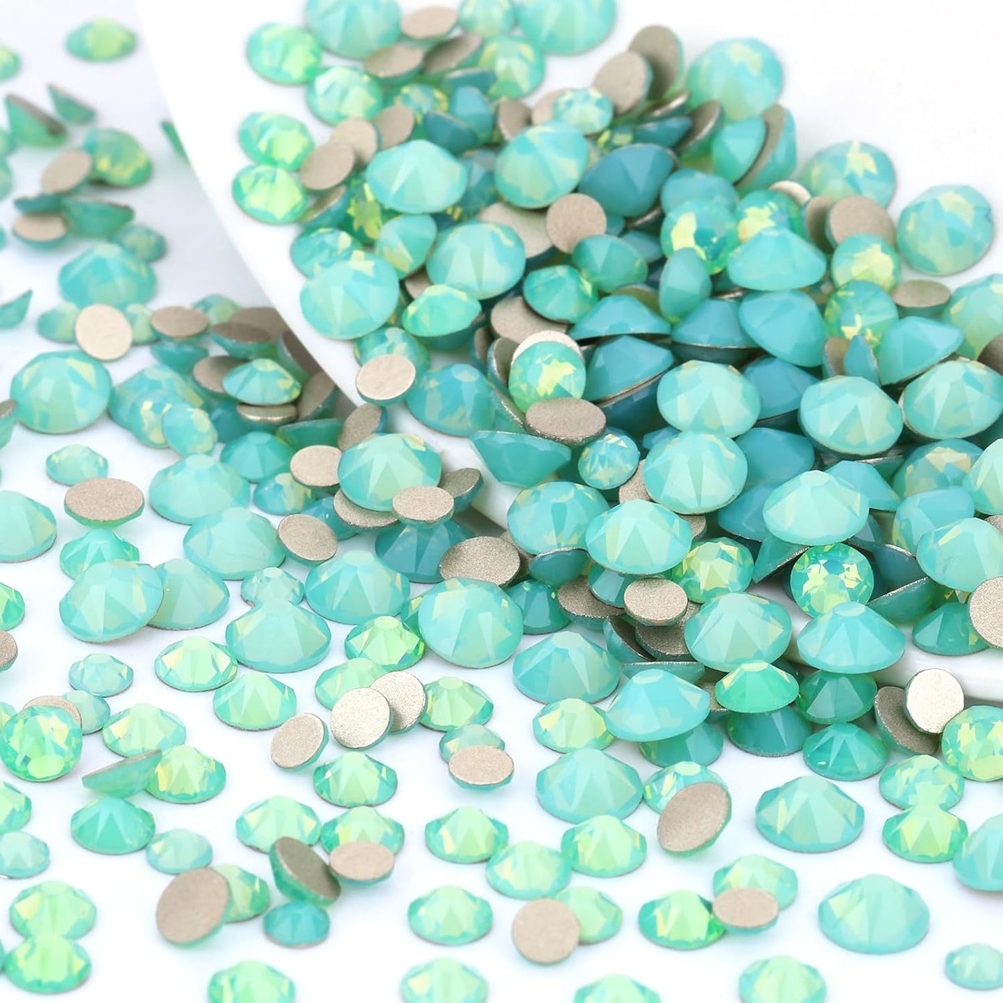 Novani Green Opal Rhinestones 1440pcs Flat Back Round Rhinestone Style 2088 Sparkly Crystal Gemstones for Nail Art and Crafting SS16,3.8-4.0mm
