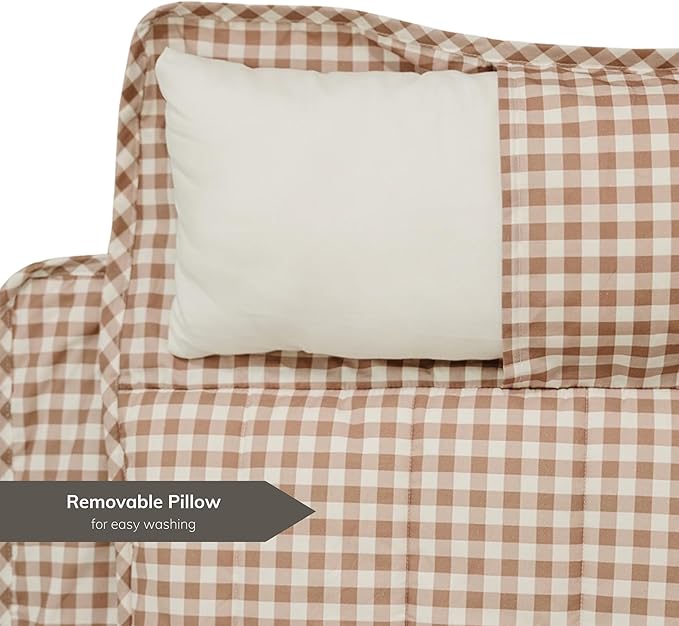 Organic Toddler Nap Mat – 100% Cotton Kids Washable Sleeping Mat & Detachable Pillow – Sleeping Bag with Soft 1.5” Pad – Ideal Nap Mat for Daycare, Preschool, & Sleepovers