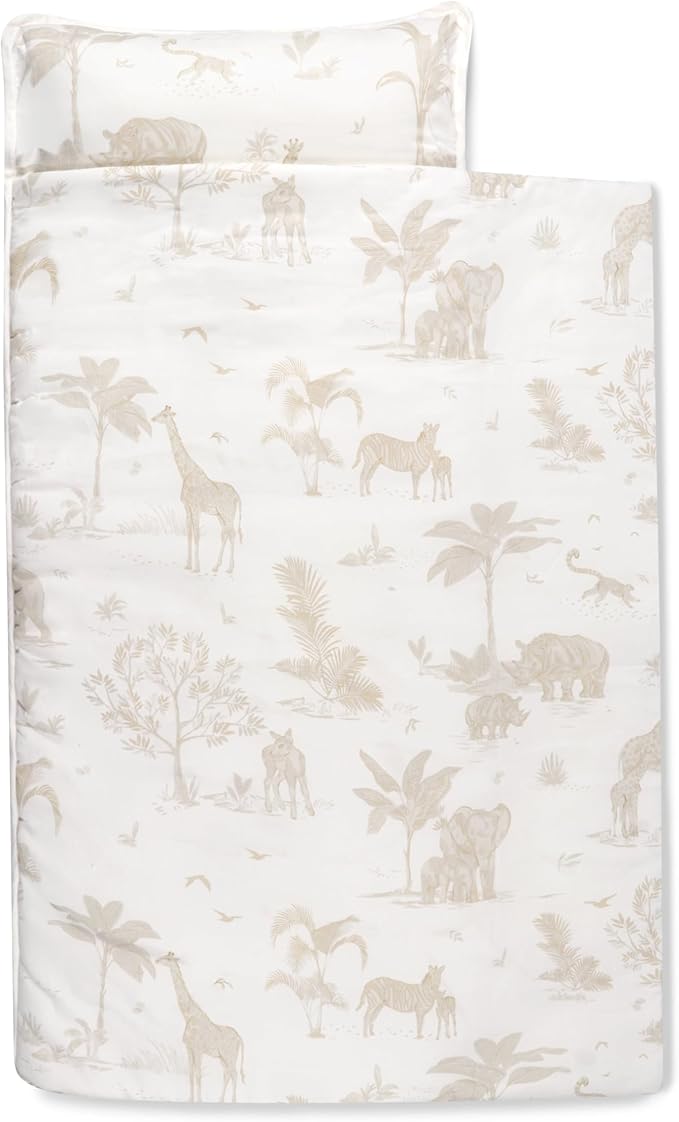 Makemake Organics GOTS Certified Organic Cotton Nap Mat with Detachable Pillow for Kids Soft Sleeping Bag for Toddlers, Boys, Girls - Ideal for Daycare, Preschool, Kindergarten