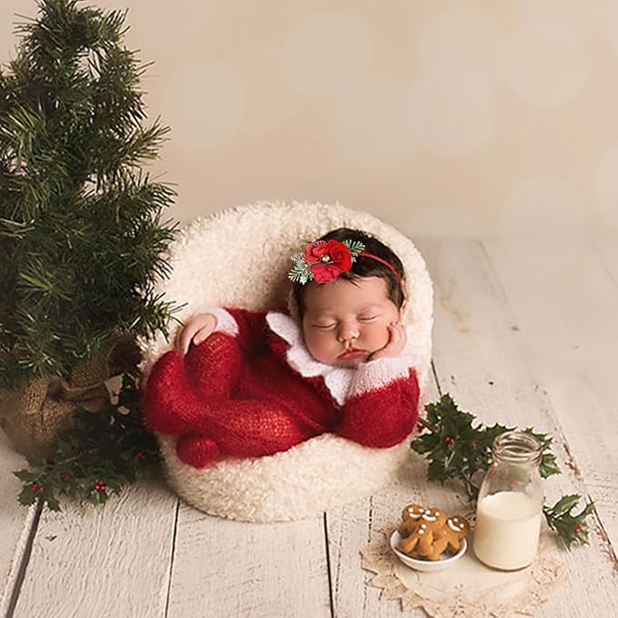 cherrboll 3pcs Baby Girl Headbands Flowers, Super Soft & Stretchy Nylon Floral Hairbands for Newborn Toddler