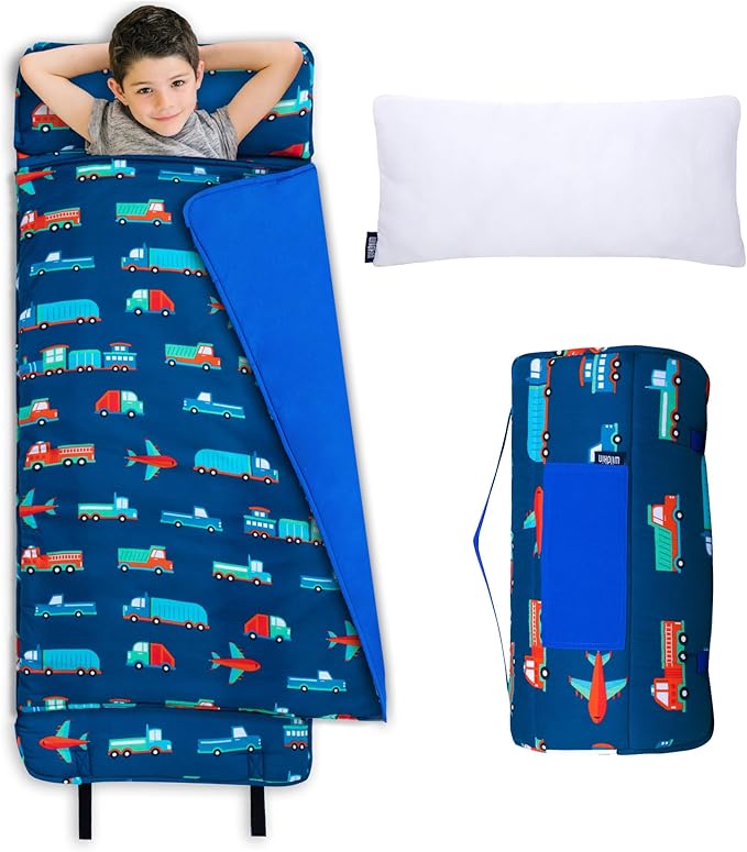 Wildkin Kids Original Nap Mat – Cozy Kids Sleep Mat with Pillow, Ideal for School & Travel - Transportation
