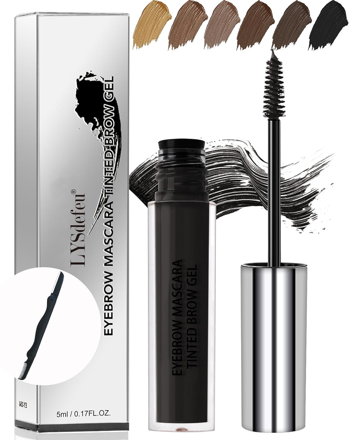 Waterproof Tinted Eyebrow Gel-Long Lasting Smudge-Proof Eyebrow Mascara Tinted Brow Glue,Eye Brow Filler,Volumizing Enhance Brow Mascara With Brow Razor,Women's Day Eye Makeup Gift for Women-06 Ebony