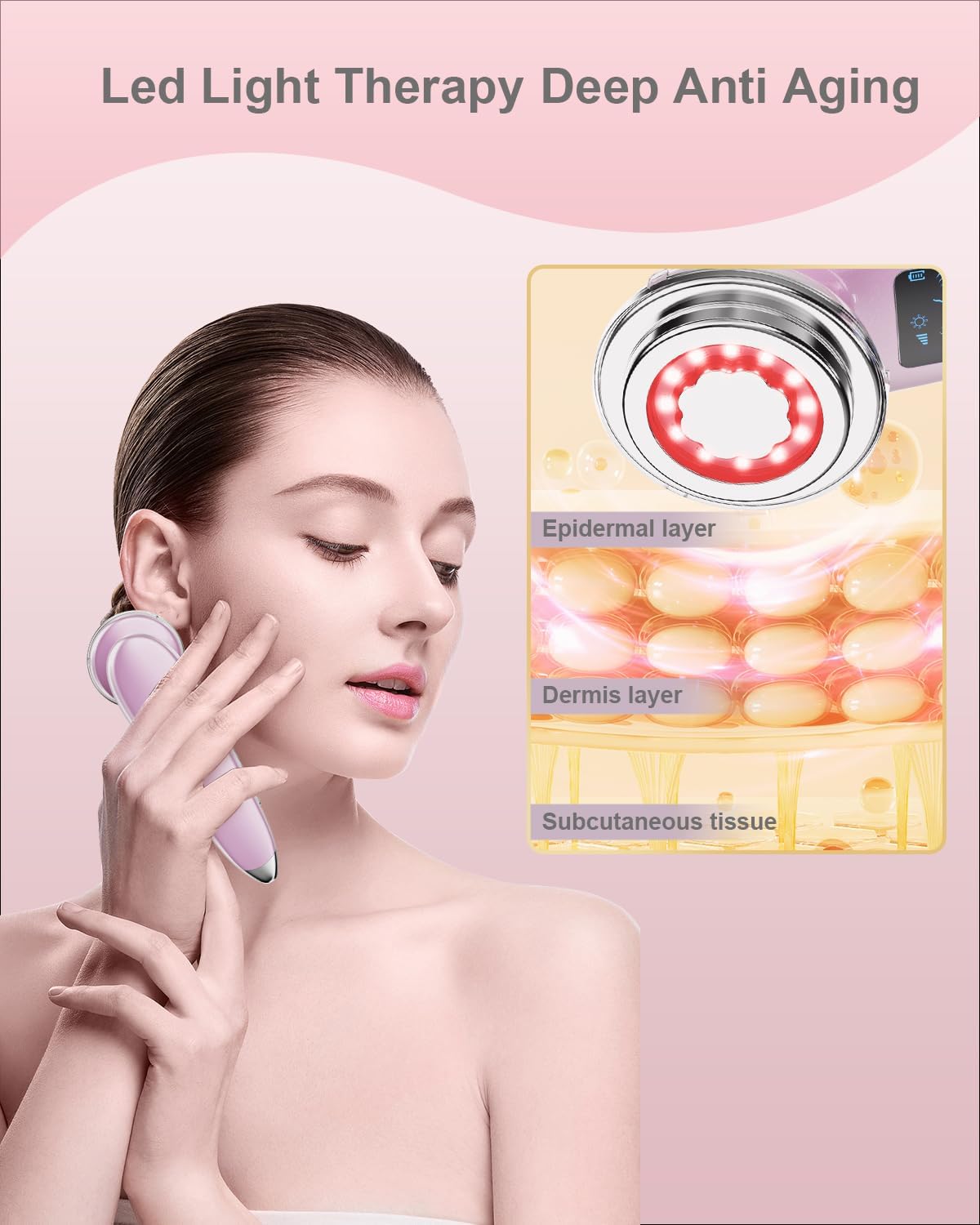 Face Massager Electric Face Lifting 4 in 1 Facial Massager Anti Aging Skin Tightening Firming Skin Care Tools (Pink2)