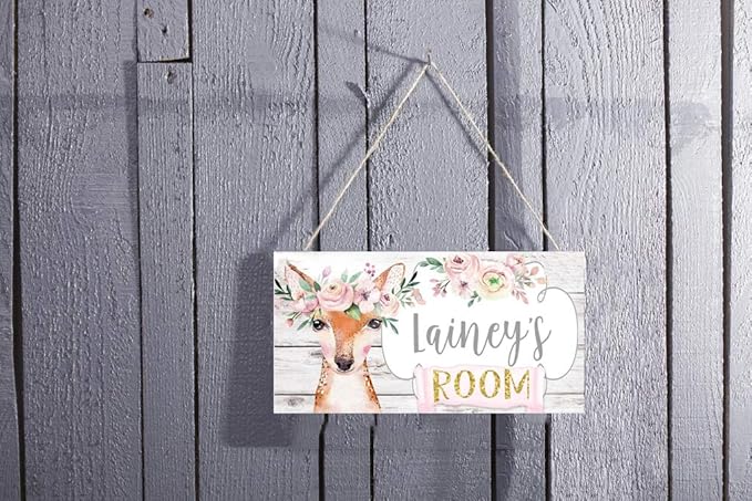 XIUXZMM Customized Kids Bedroom Sign Bedroom Nursery Baby Door Sign Personalized Sika Deer Sign Custom Kids Name Sign Baby Room Sign Wooden Wall Decor Sign Kids Room Gift