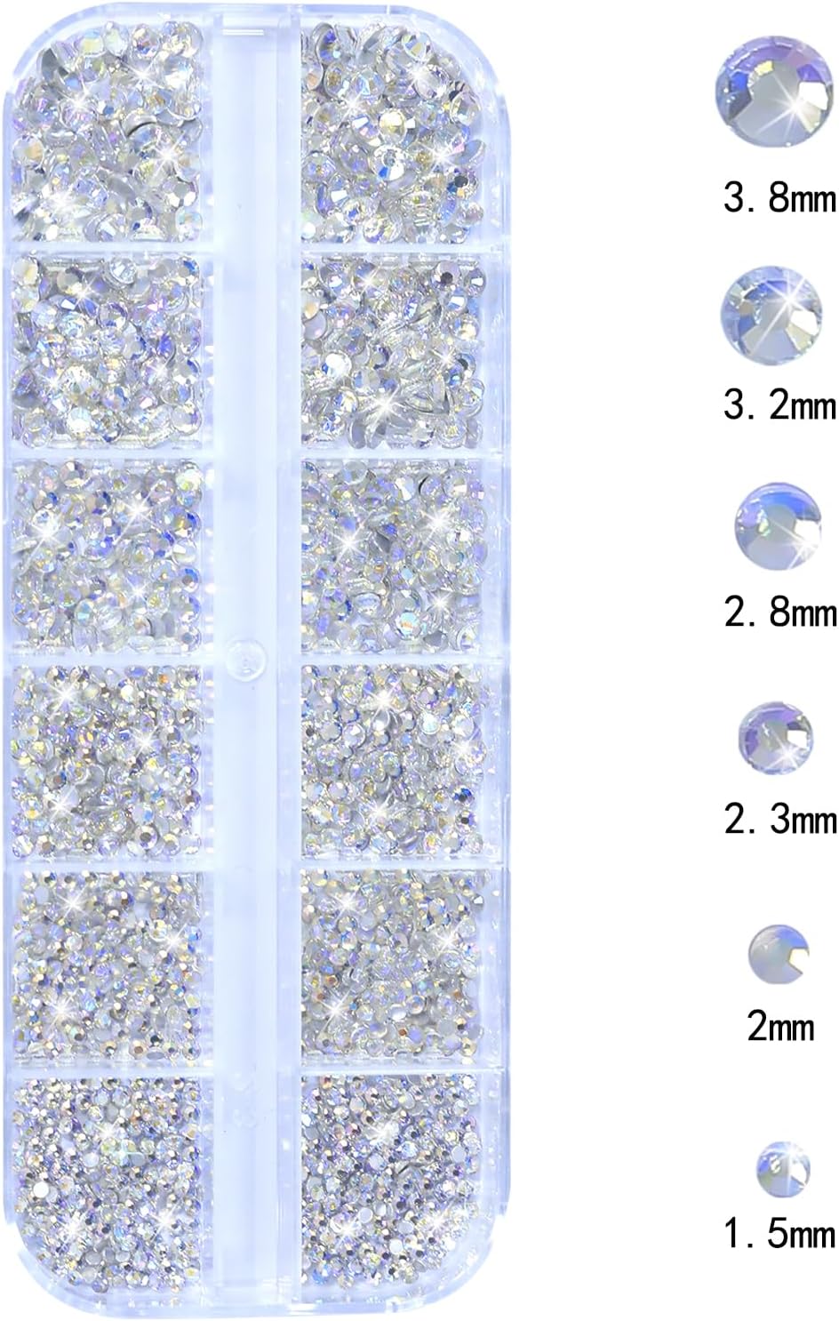 Nail Rhinestones - 3D Multi Shape Size, Flat Back, Manicure Rhinestones Charms, Crystal Moonlight Blue Gems, with Kit, for Nail Art, Bedazzling Acrylic Nails, DIY Decor