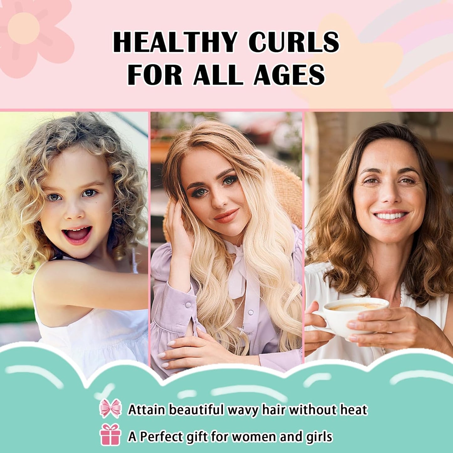 Satin Heatless Curls Overnight Hair Curlers to Sleep In Hair Curler Rollers No Heat Hair Wrap for Curls Headband, 70" Satin Heatless Curling Rod Set for Women Long Waves Hair Volume -Brown 9PCS